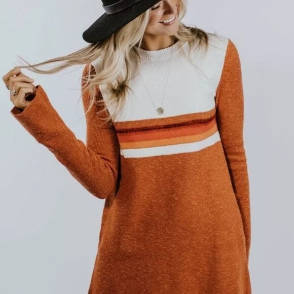Free People Colorblock Sweater Dress Small NWT - Picture 8 of 9